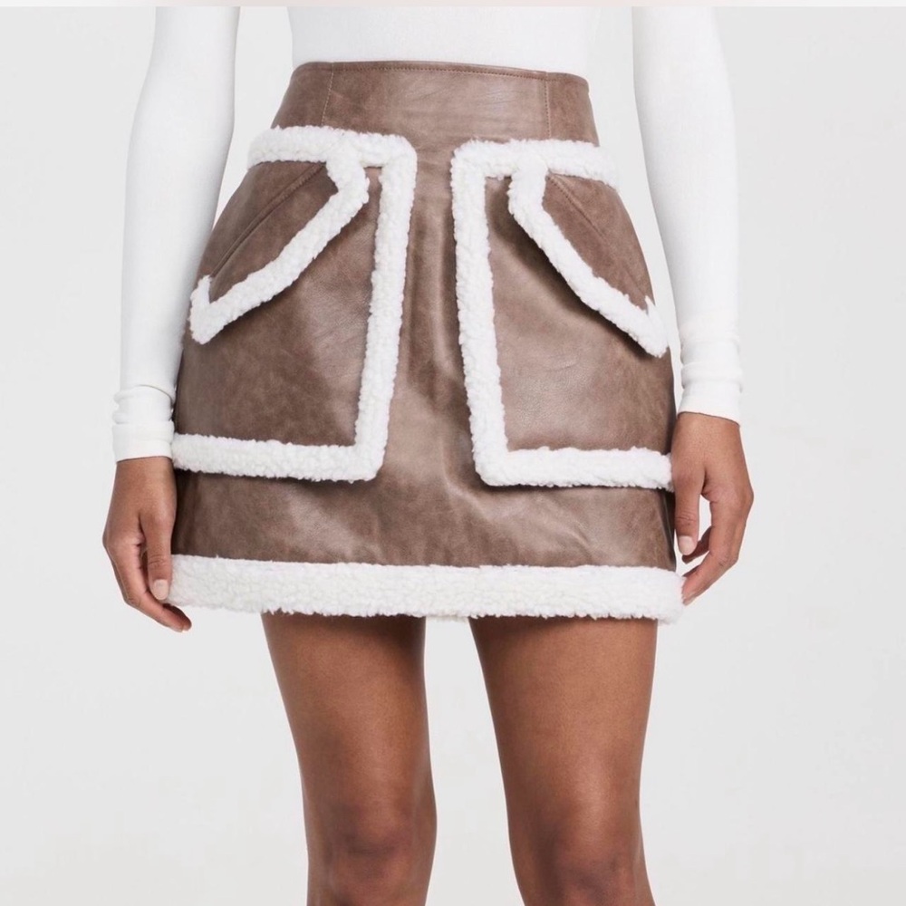 AKNVAS Cherry faux fur leather mini skirt